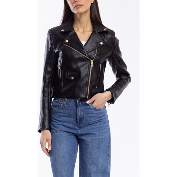 Blank NYC Moto Vegan Faux Leather Biker Motorcycle Jacket in Black Size Medium - Picture 3 of 14